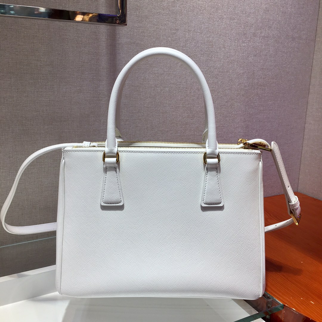 Prada Large Galleria Saffiano Leather Bag Tote Shoulder Bag White 1BA274